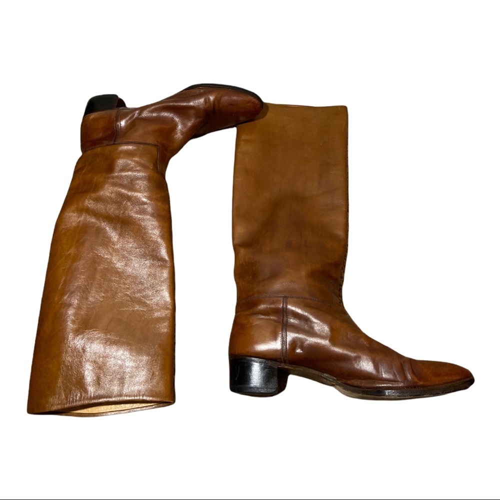 Vintage Men’s Leather Wide Calf Western Long Length Boots Size 12